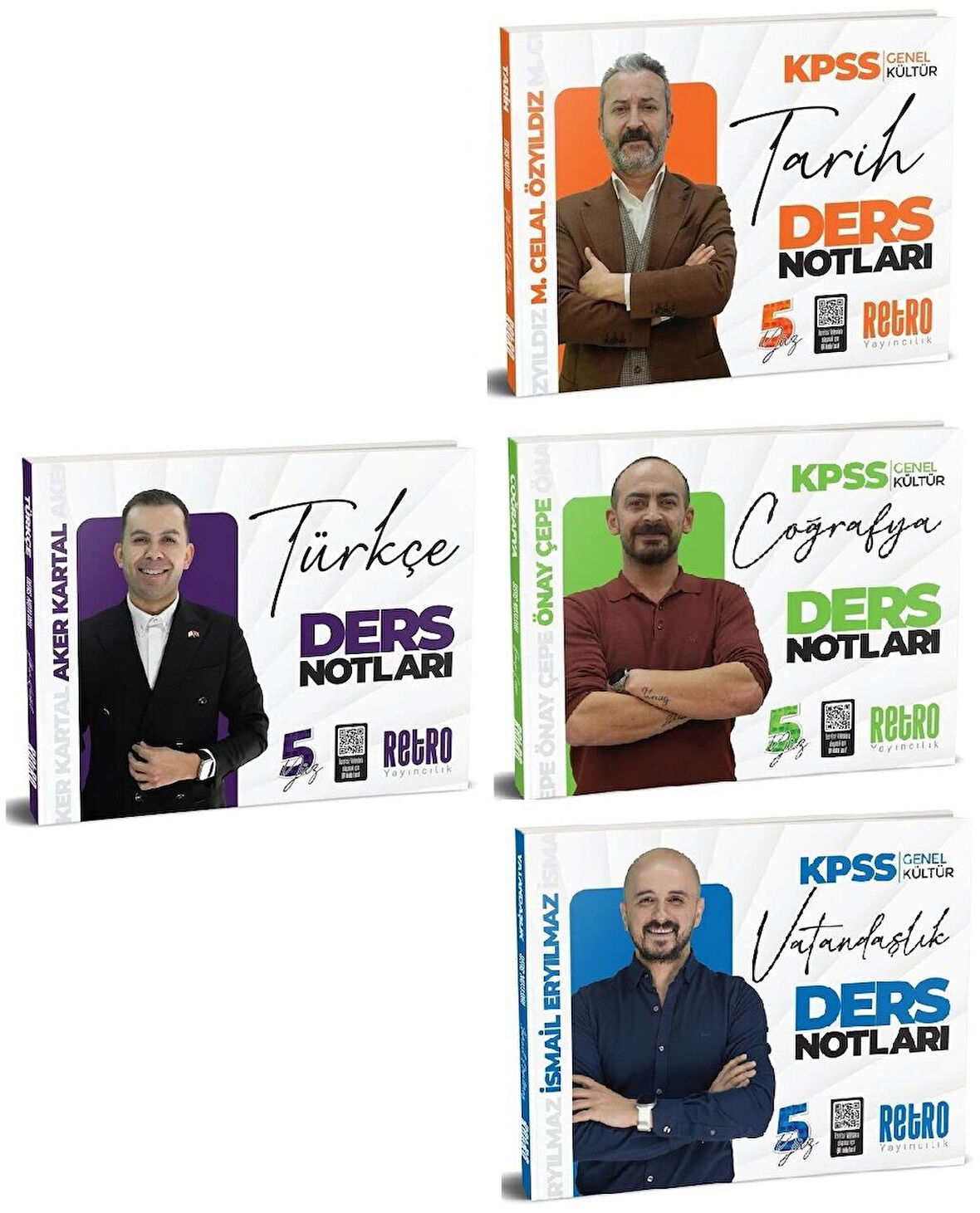 Retro 2026 KPSS Türkçe+Tarih+Coğrafya+Vatandaşlık 5Yüz Ders Notları 4 lü Set Retro Yayıncılık