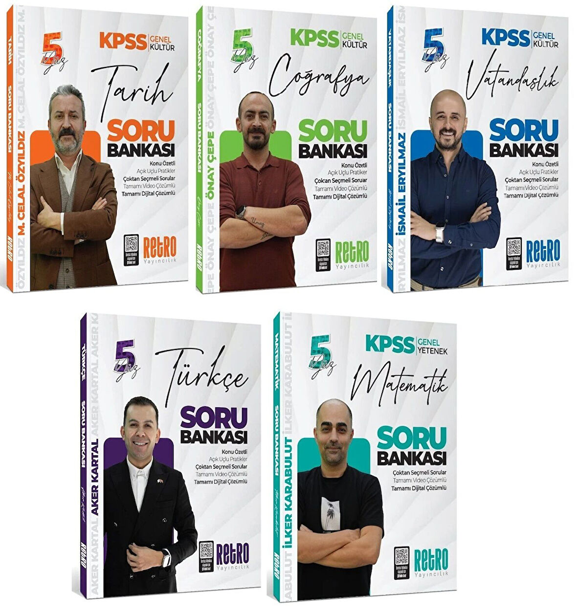 Retro 2026 KPSS Genel Yetenek Genel Kültür 5Yüz Soru Bankası 5 li Set Retro Yayıncılık