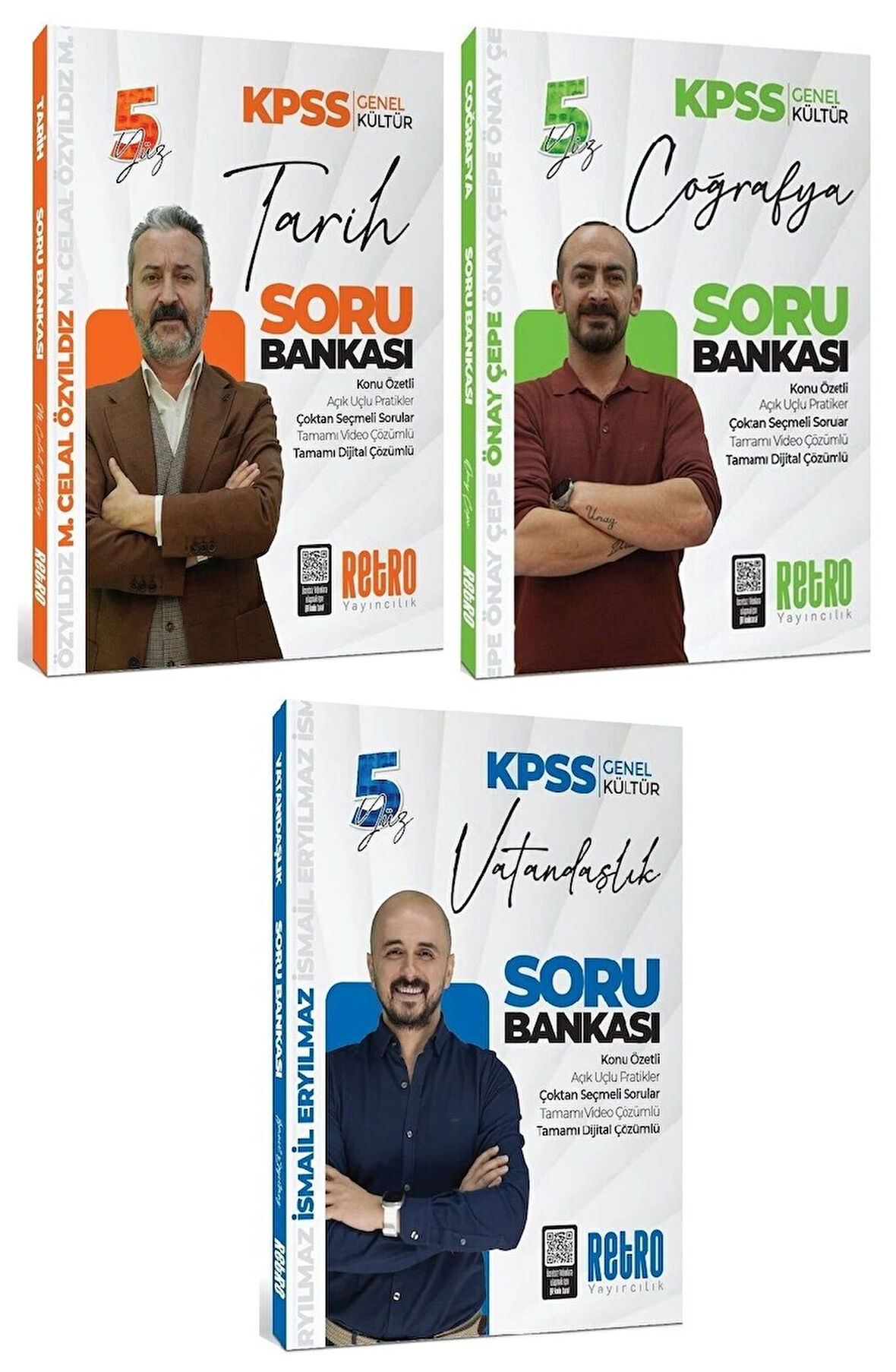 Retro 2026 KPSS Tarih+Coğrafya+Vatandaşlık Kültür 5Yüz Soru Bankası 3 lü Set Retro Yayıncılık