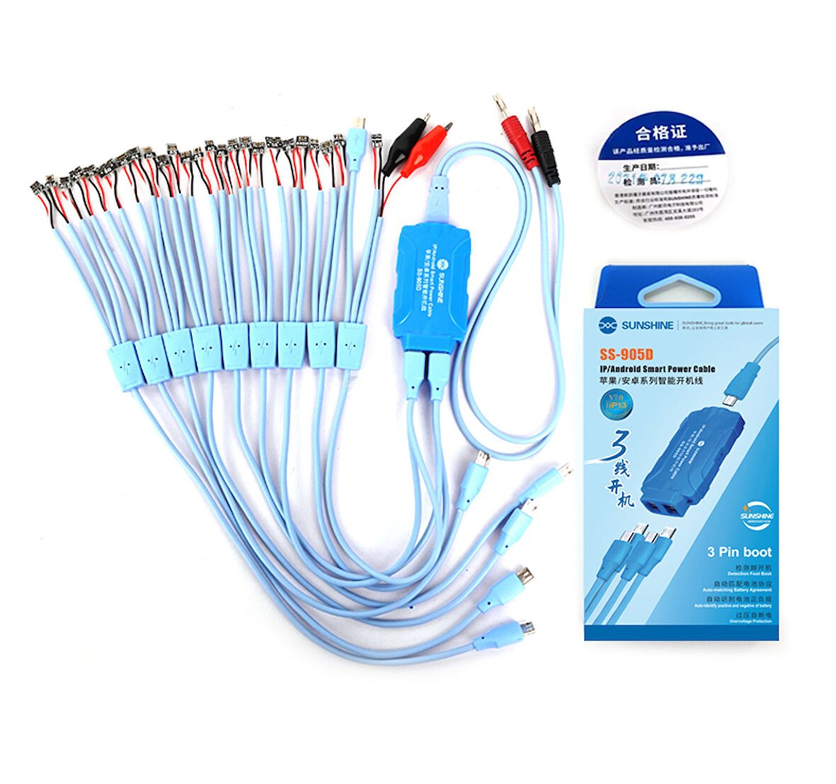 SUNSHİNE SS-905D GÜÇ KAYNAĞI AKIM TEST KABLOSU ANDROİD VE İPHONE 6G 14 PRO MAX ARASI