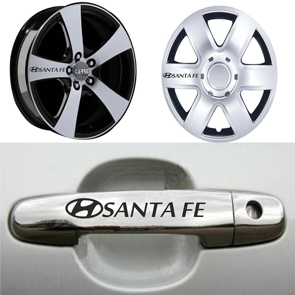 Santa Fe Kapı Kolu Jant Sticker (10 Adet) Etiket Yapıştırma Z163