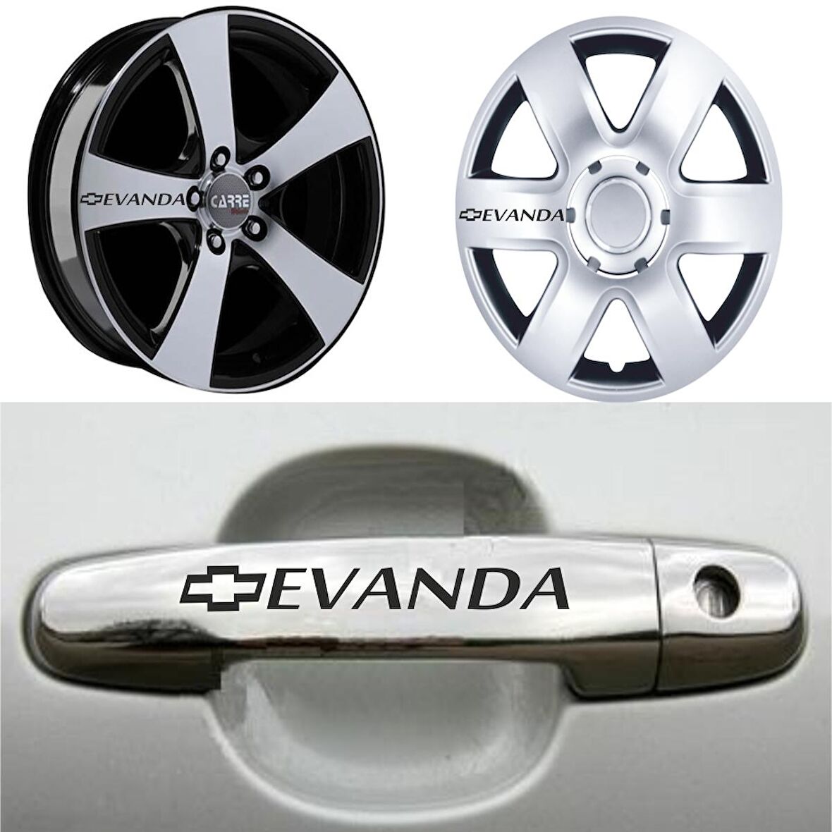 Evanda Kapı Kolu Jant Sticker (10 Adet) Etiket Yapıştırma Z69