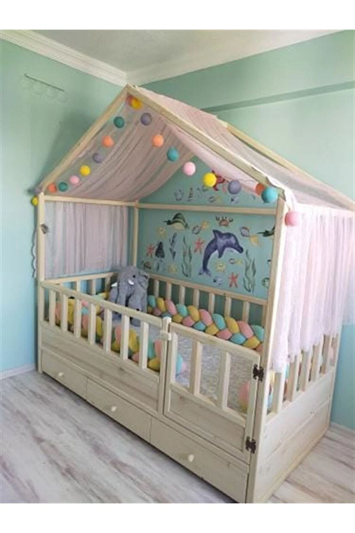 Karışık 3 Renk 80x130 3 Örgü Koruma Yatak Koruyucu Özel Tasarım