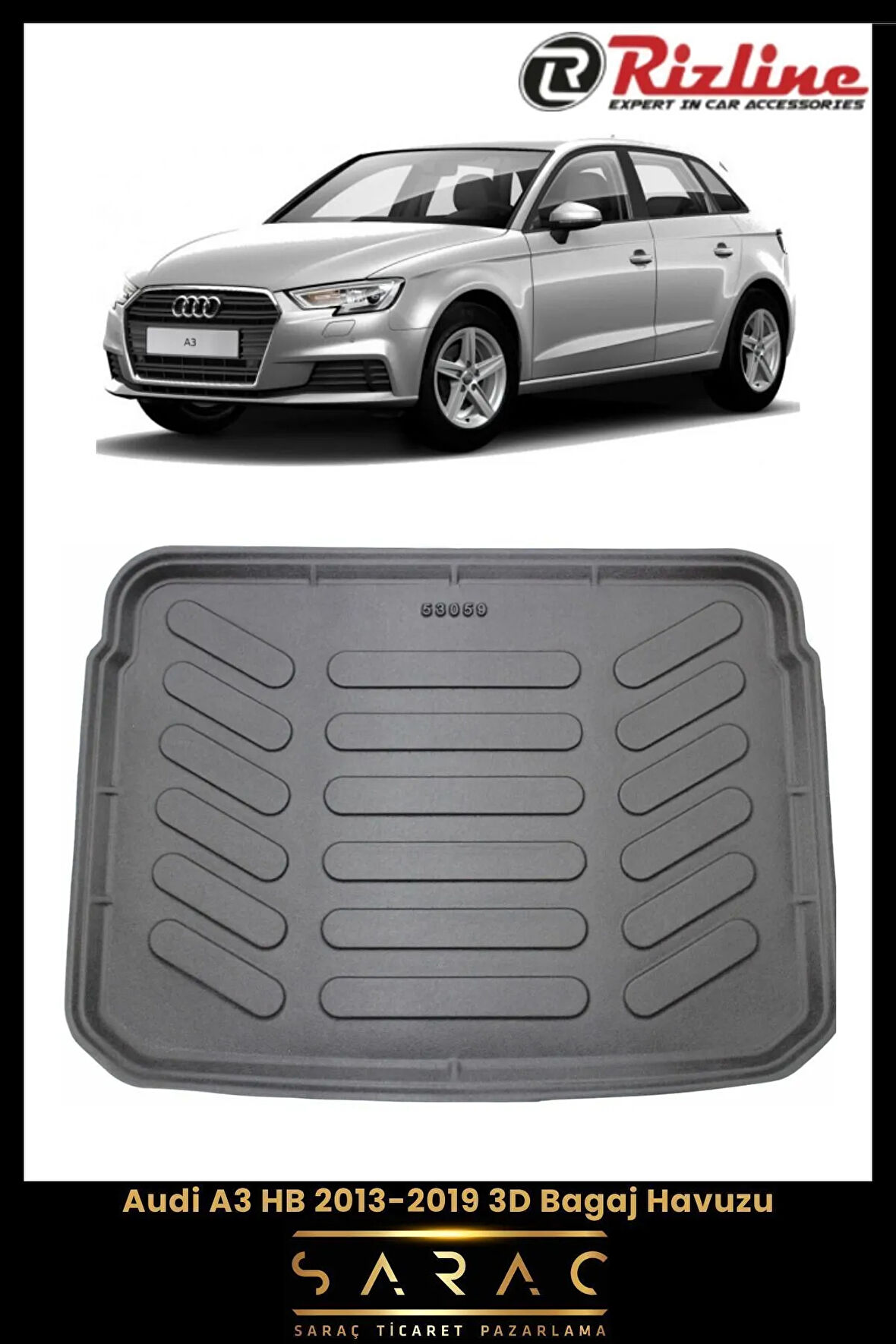 Rizline Audi A3 Hatchback 2014 Model 3D Bagaj Havuzu
