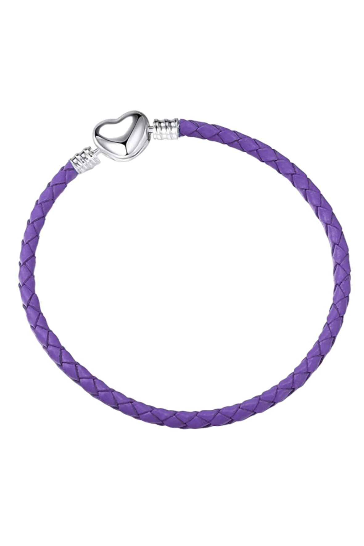 Mor Kalp Klips Suni Deri Charm Bileklik