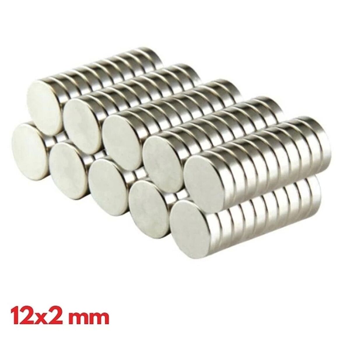 N35 12x2 Mm Neodyum Mıknatıs 50 Adet, Yuvarlak, Nikel Kaplamalı Kaliteli Ve Dayanıklı Ürün