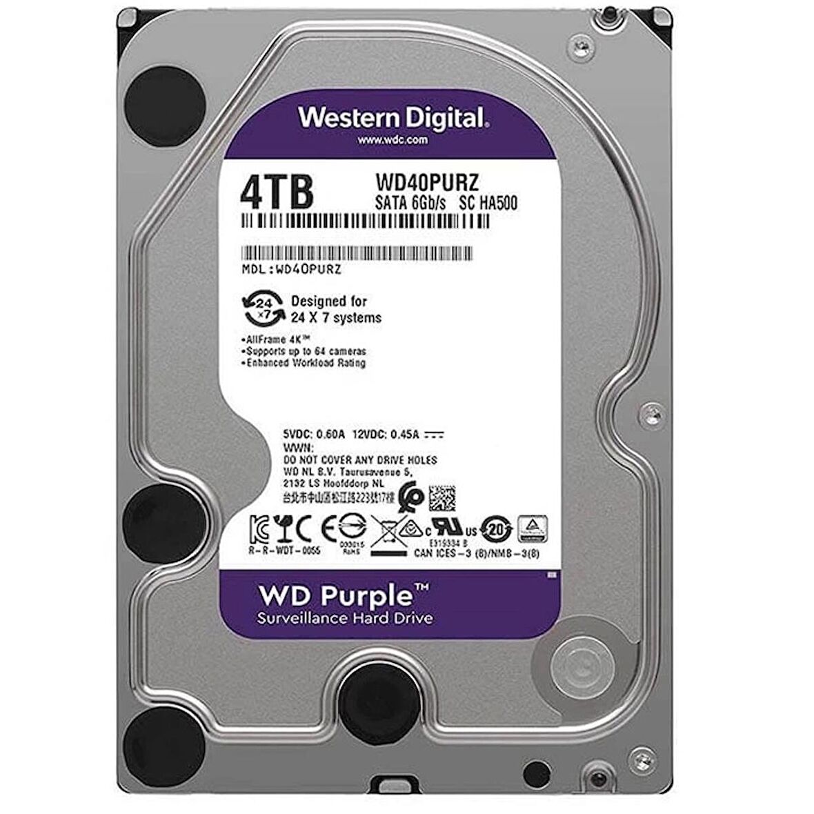 Western Dıgıtal Purple Wd40purz/wd42purz/wd43purz 4 Tb Sata 6gb/s 7/24 Güvenlik Harddısk