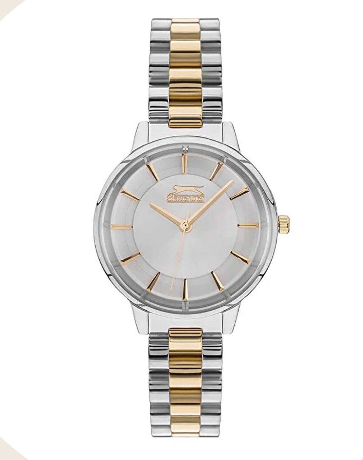 SLAZENGER 32MM SARIBEYAZ 3 ATM SU GEÇİRMEZ ÇELİK KADIN KOL SAATİ