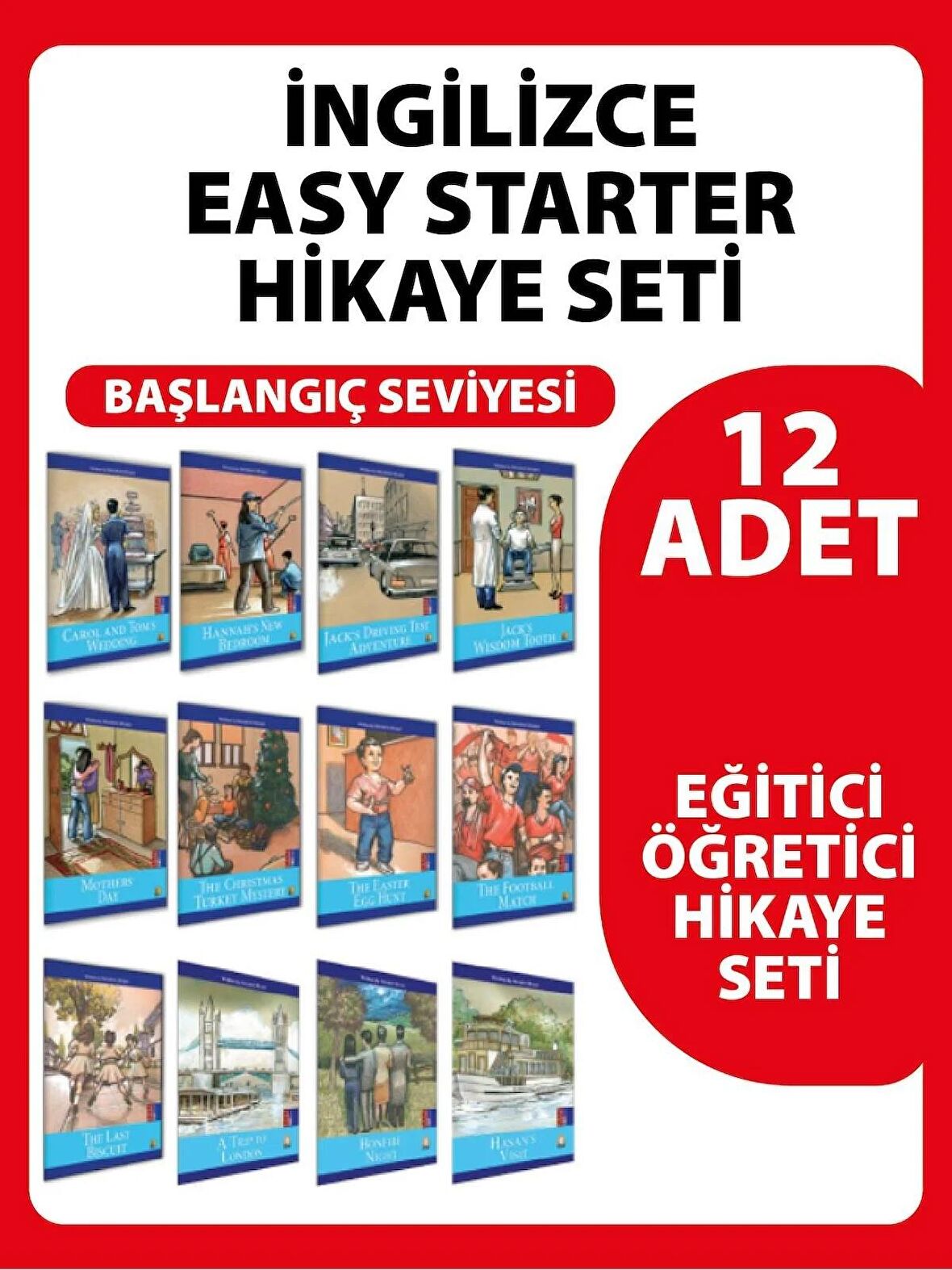 İNGİLİZCE EASY STARTER.12,Lİ .ÇOCUK HİKAYE SETİ.