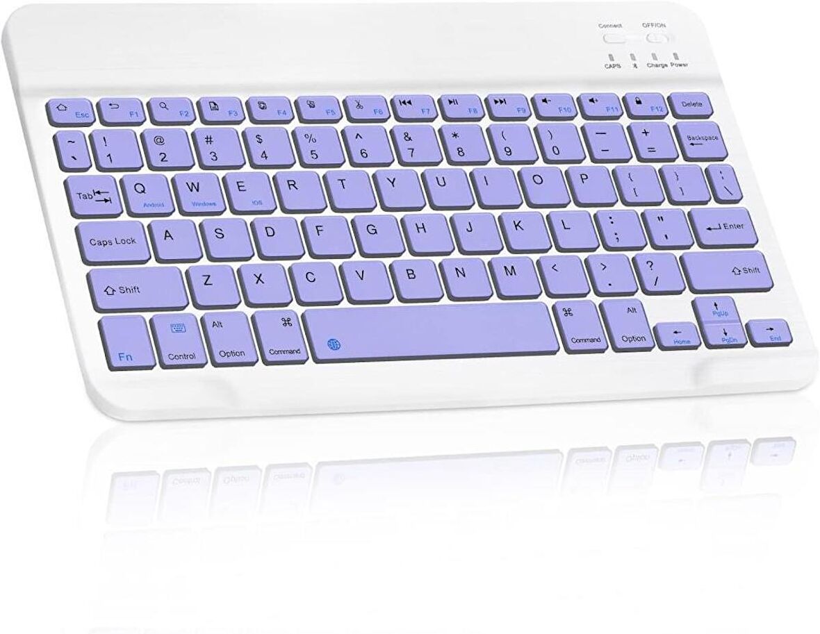 Everest Winner Pro Ew-2021 7" Uyumlu Kablosuz Bluetooth Şarj Edilebilir Mini Q Klavye - Mor