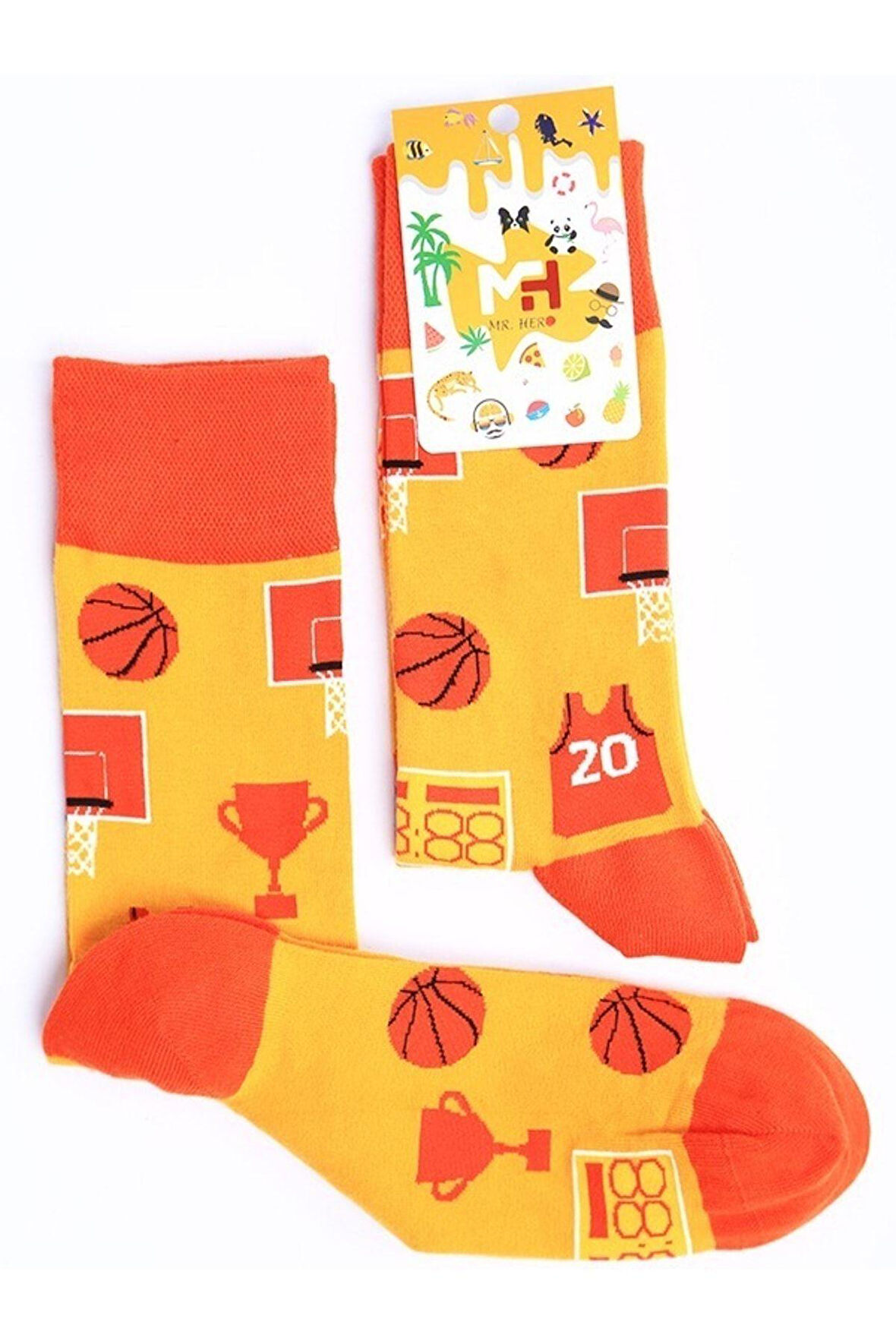 MRHERO Çok Renkli Unisex Tekli Basketbol Temalı Soket Çorap 1014-MH SİYAH