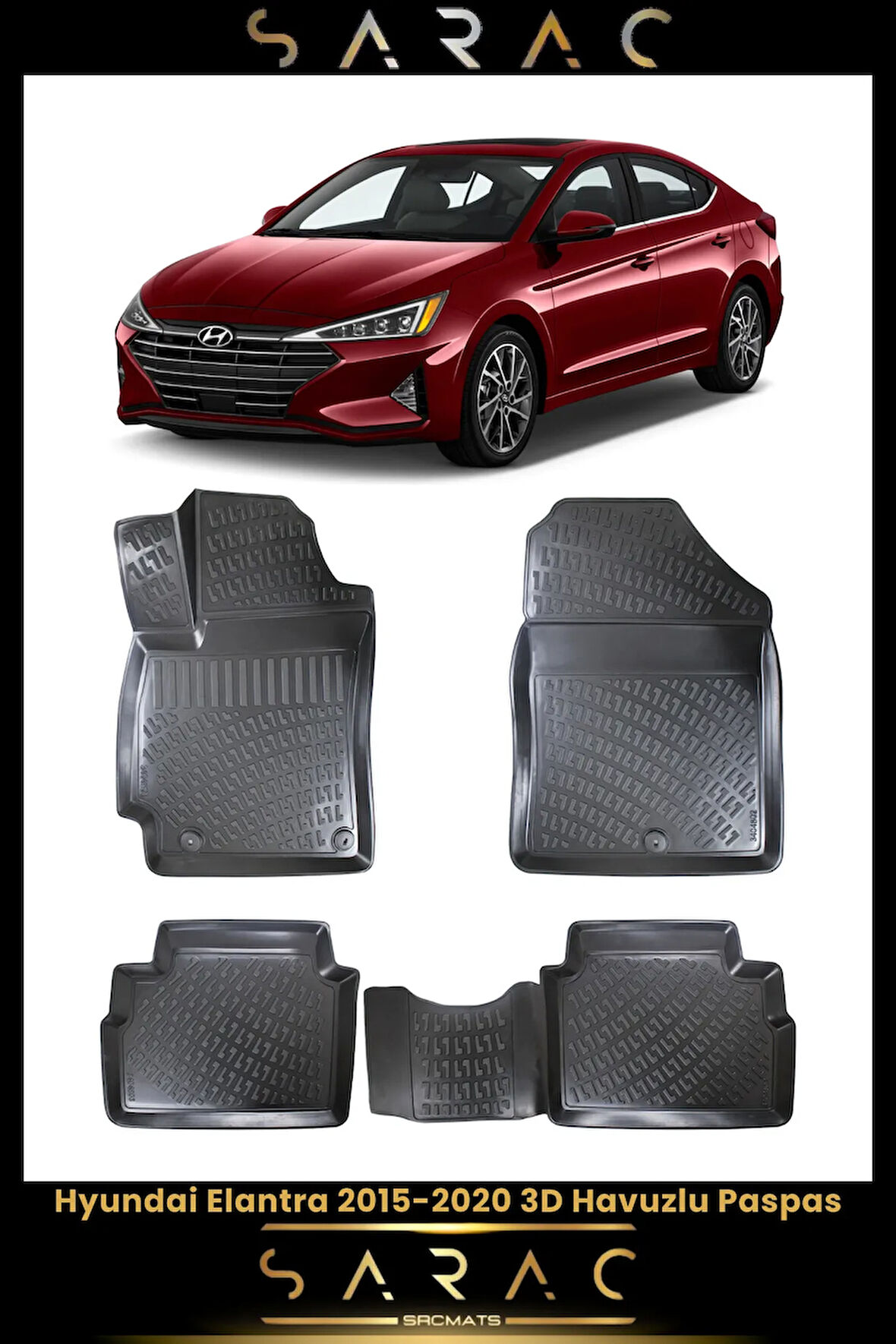 Hyundai Elantra 2016 Model Araca Özel 3d Havuzlu Paspas