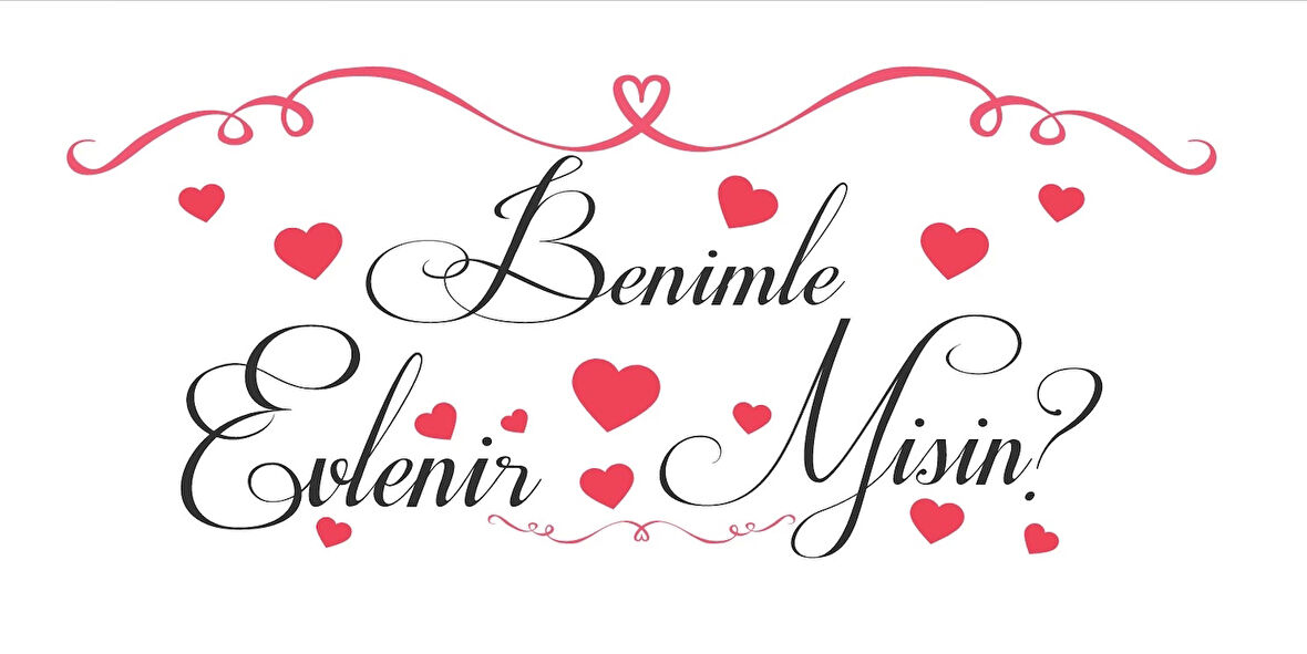 Kalp Temalı Benilme Evlenir misin Afişi 200x100 Cm