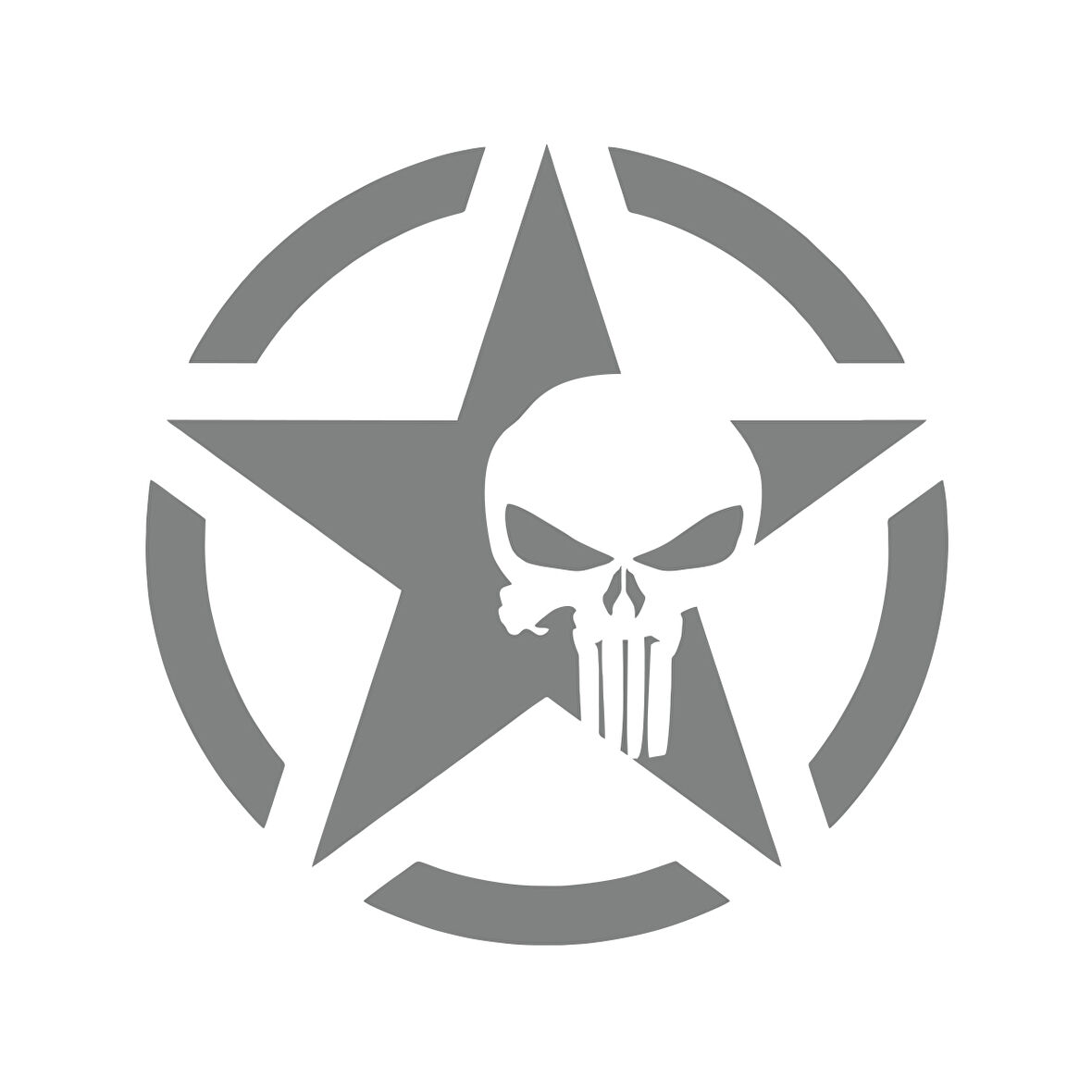Yıldız Punisher Kurukafa Sticker17x17 Cm Gri