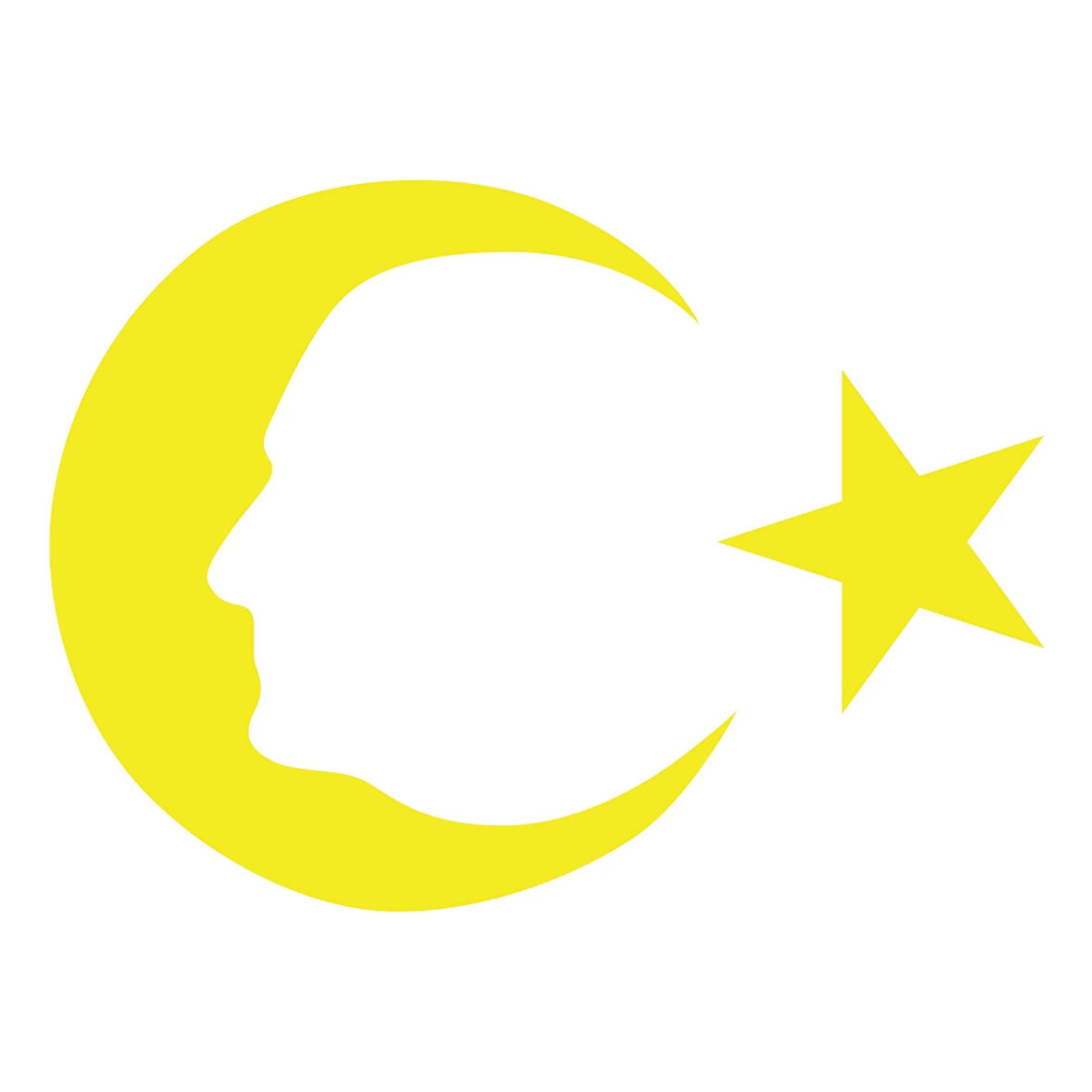 Ayyıldız ve Atatürk Silüeti Sticker17x17 Cm Sarı