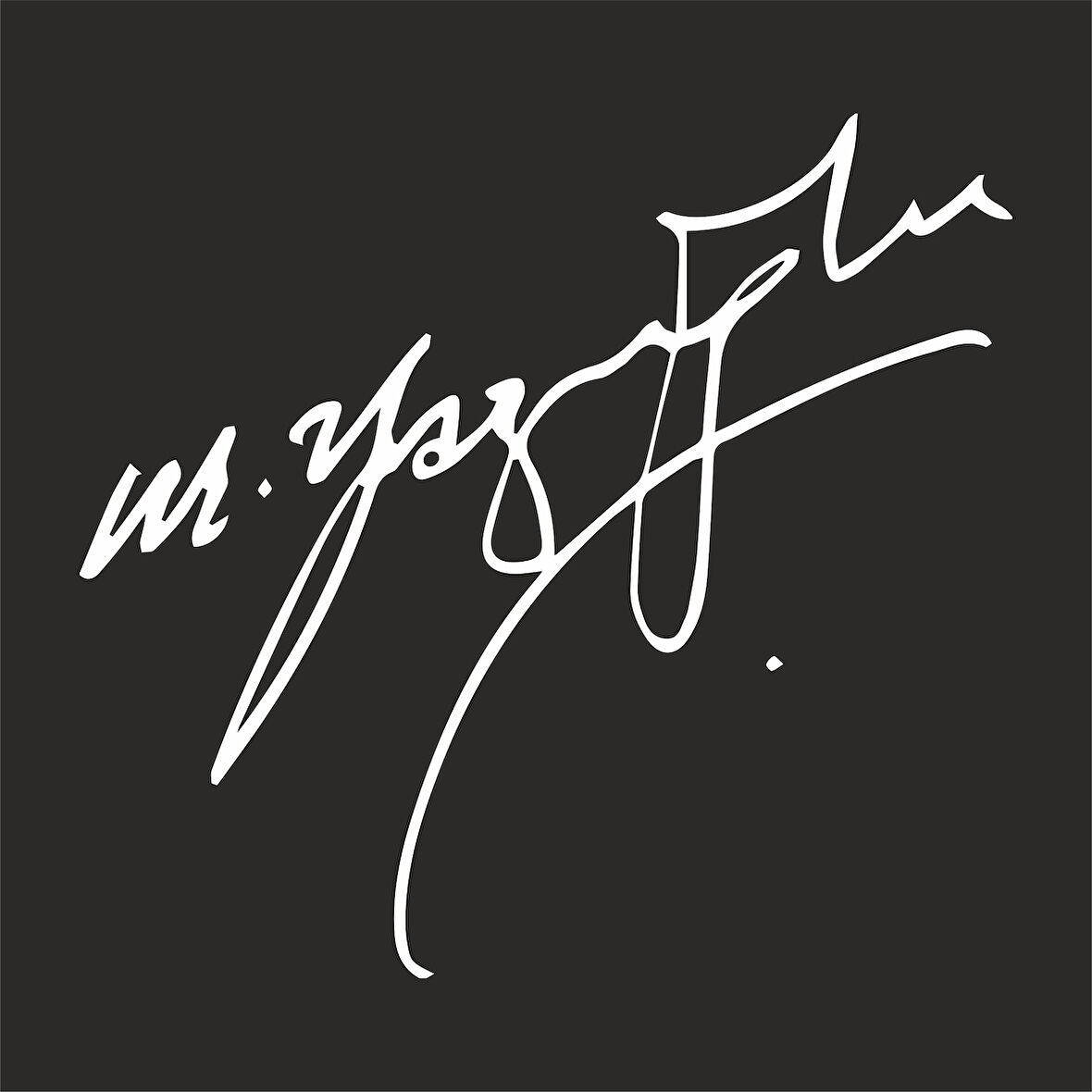 Muhsin Yazıcıoğlu İmza Sticker17x17 Cm Beyaz