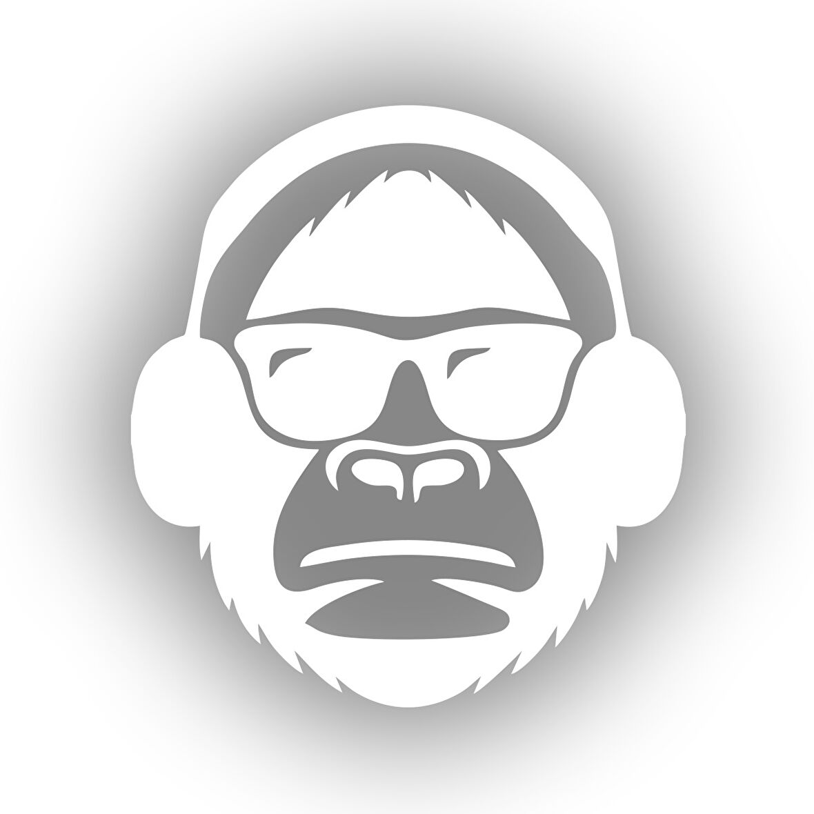 Kulaklıklı Maymun Sticker17x17 Cm Beyaz