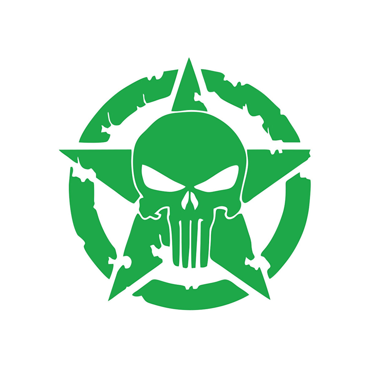 Yıldız Punisher Kurukafa Sticker 17x17 Cm Yeşil