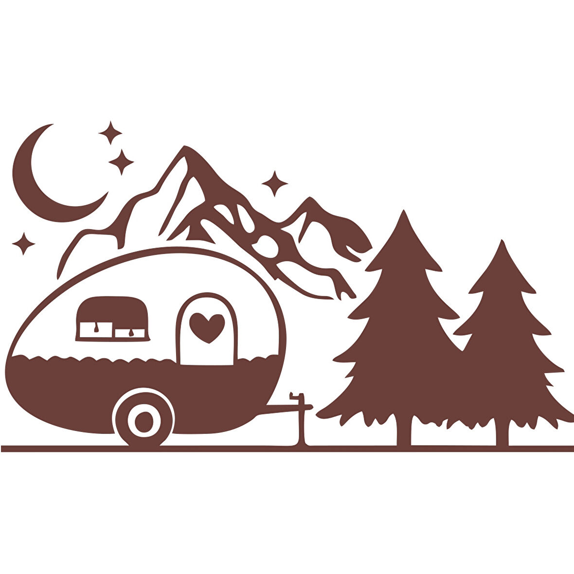 Karavan Dağlar Sticker 17x17 Cm Kahverengi