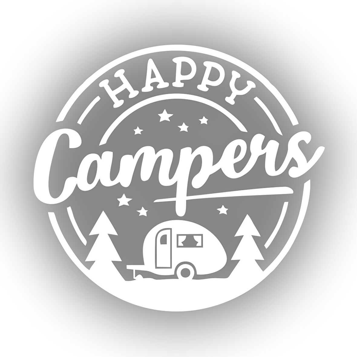 Happy Campers Sticker 17x17 Cm Beyaz