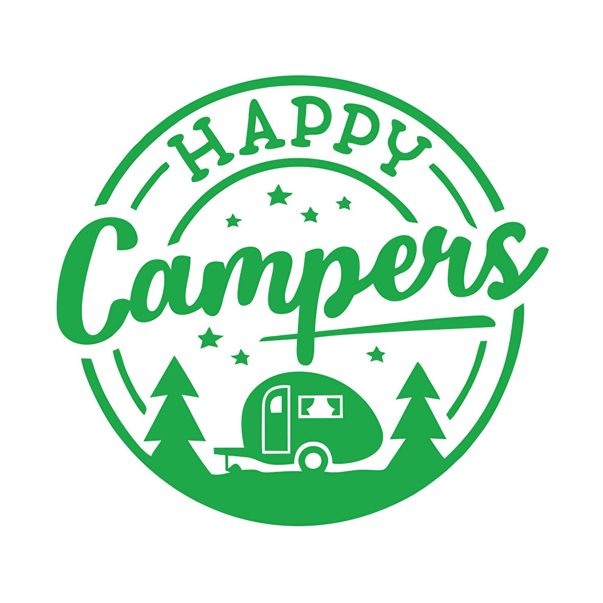 Happy Campers Sticker 17x17 Cm Yeşil