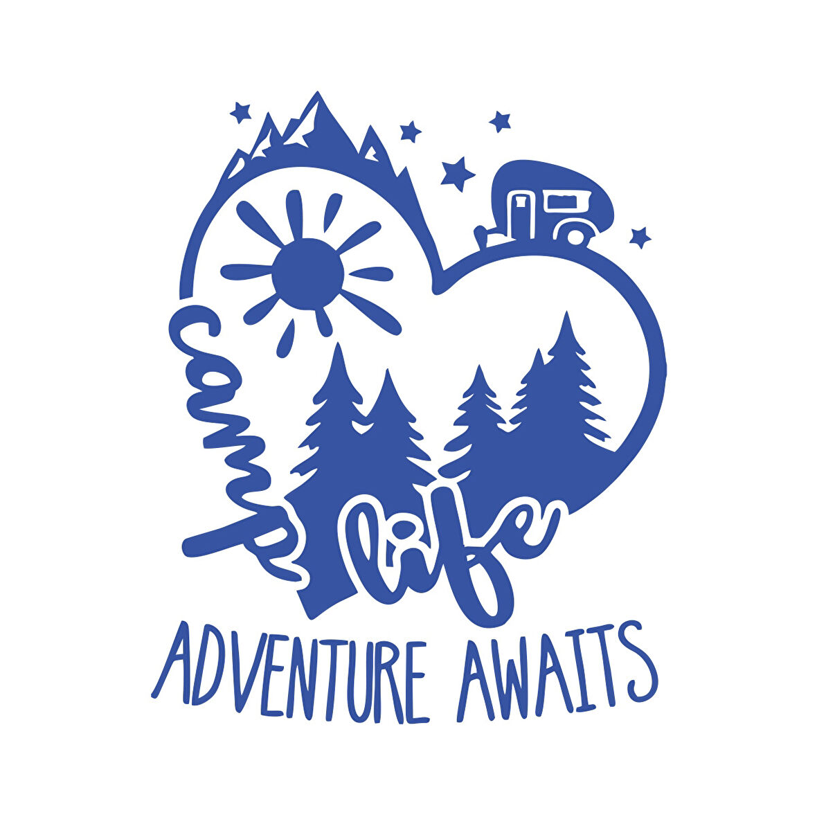 Camp Life Sticker 17x17 Cm Mavi