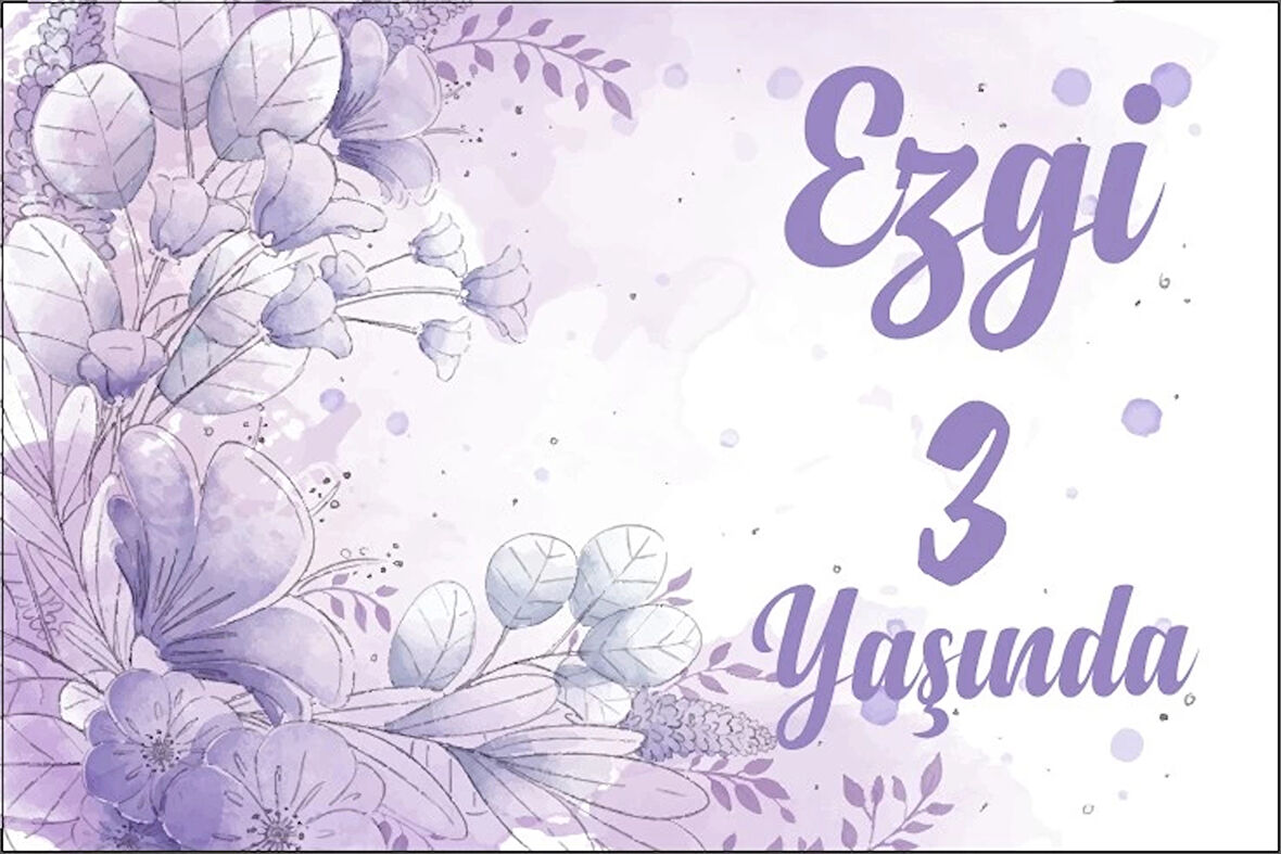 Mor Çiçek Temalı Doğum Günü Afişi 70X100 cm