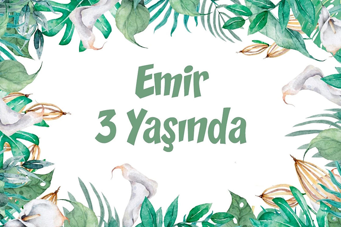 Bitkiler Temalı Doğum Günü Afişi -3 100X150 cm