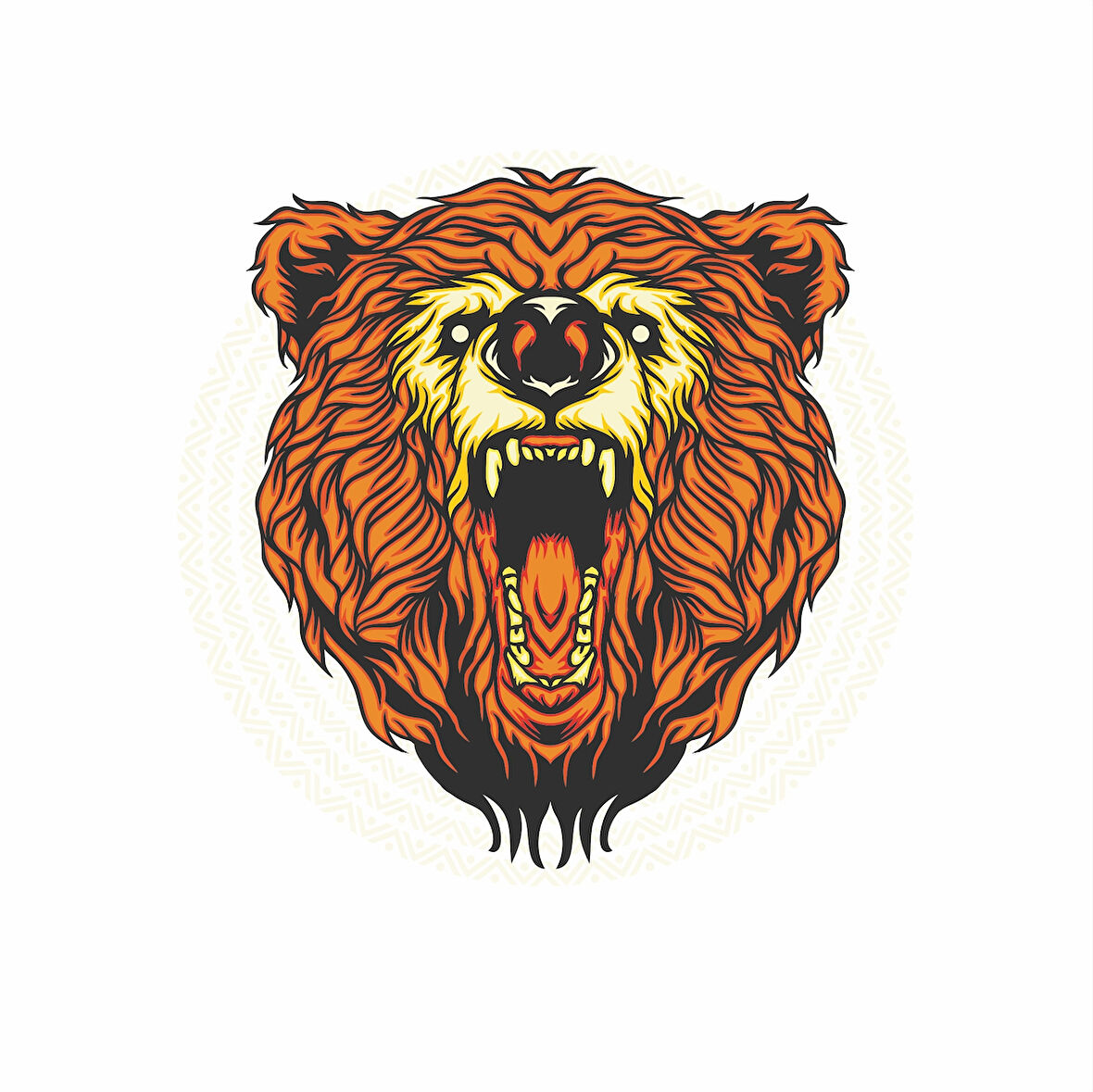 Kükreyen Ayı Sticker 10x10 cm Renkli Sticker