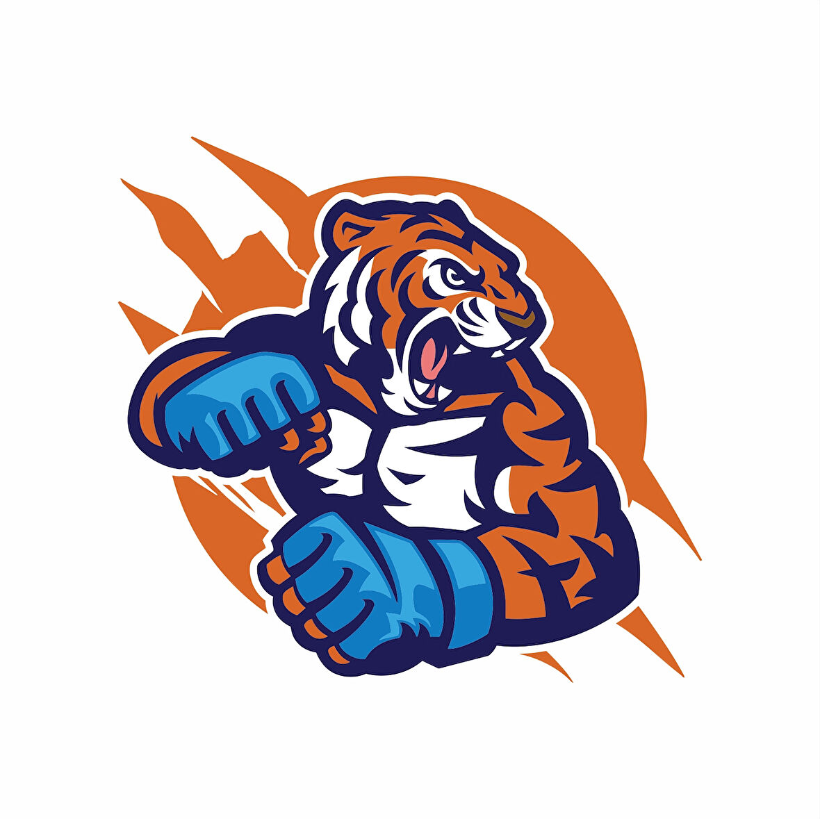 Boksör Kaplan Sticker 10x10 cmRenkli Sticker