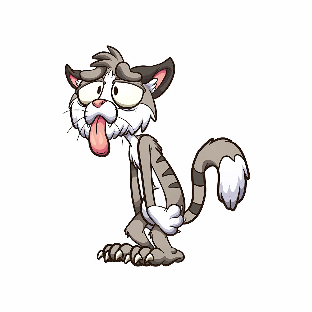 Bıkkın Kedi Sticker 10x10 cmRenkli Sticker