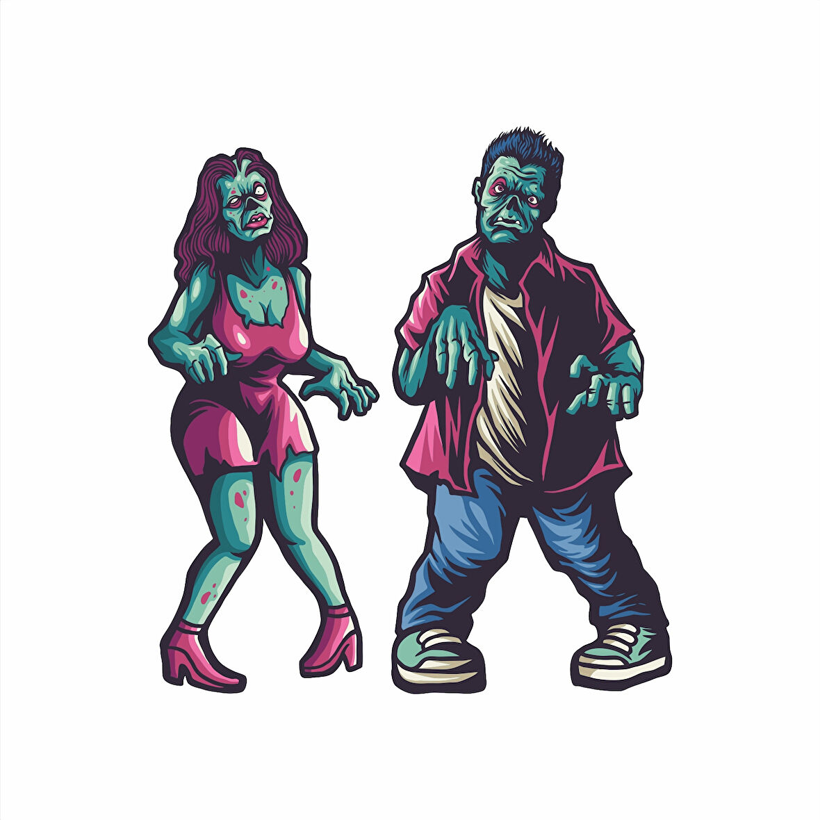 Zombiler Sticker 10x10 cmRenkli Sticker