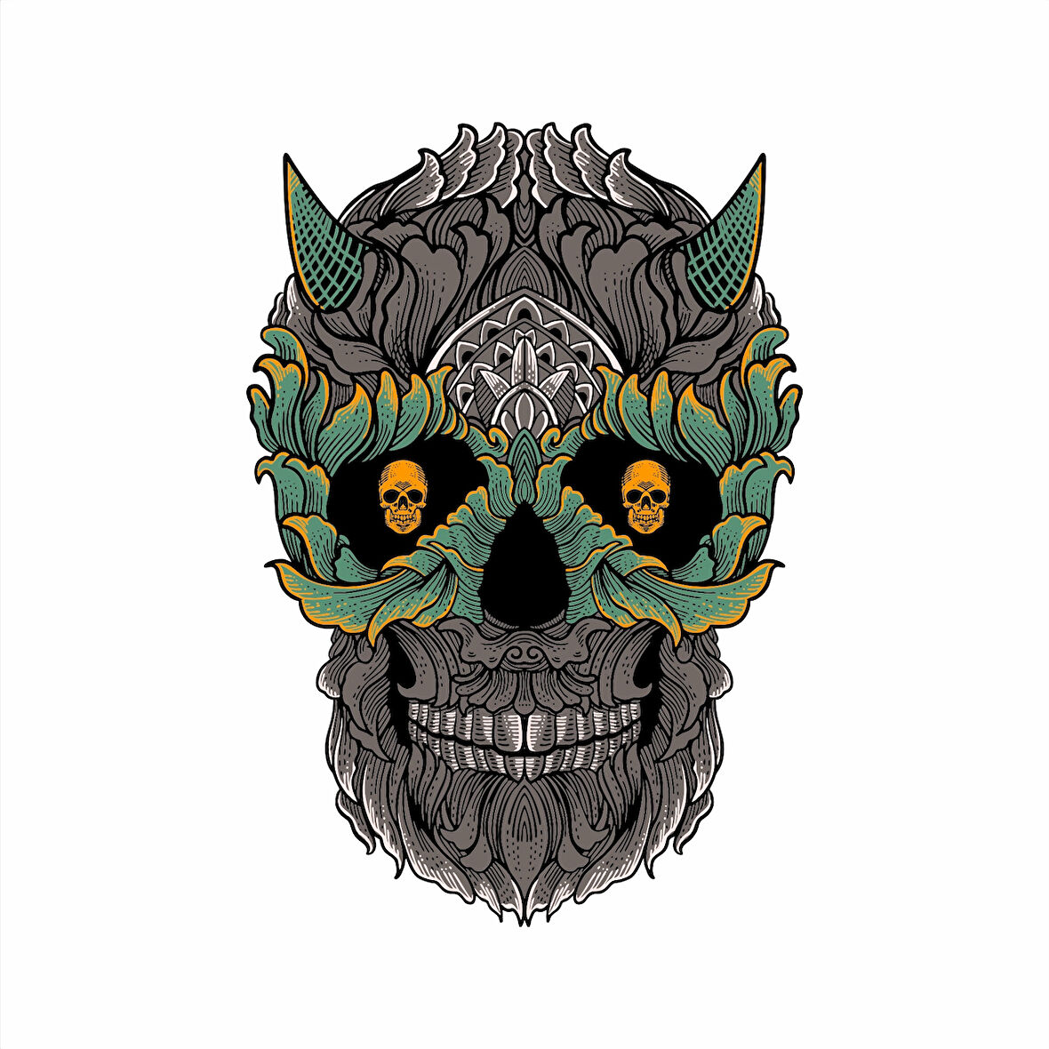 Kurukafa Sticker 10x10 cmRenkli Sticker