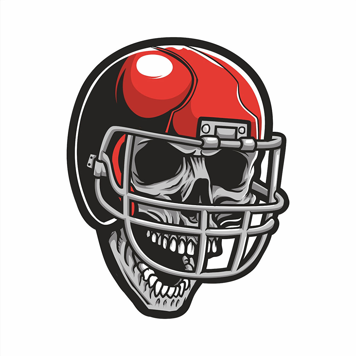 Amerikan Futbolcusu Kurukafa Sticker 10x10 cmRenkli Sticker