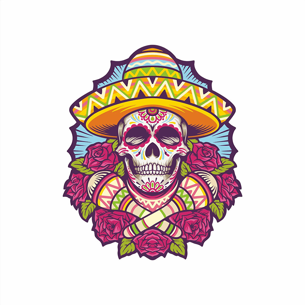 Kurukafa Sticker 4 10x10 cmRenkli Sticker