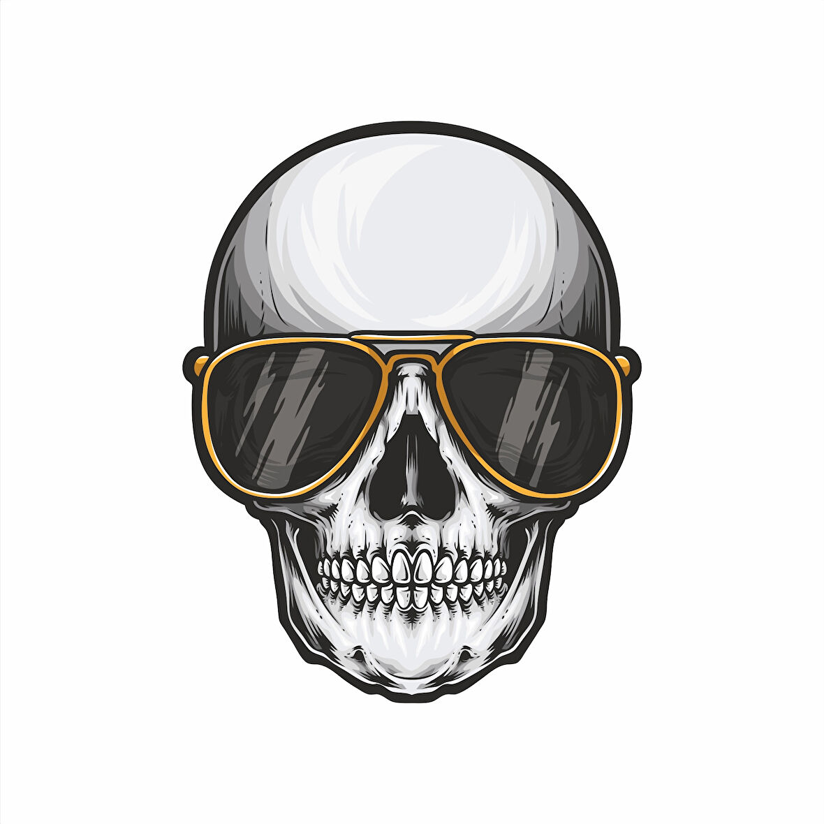 Havalı Kurukafa Sticker 10x10 cmRenkli Sticker