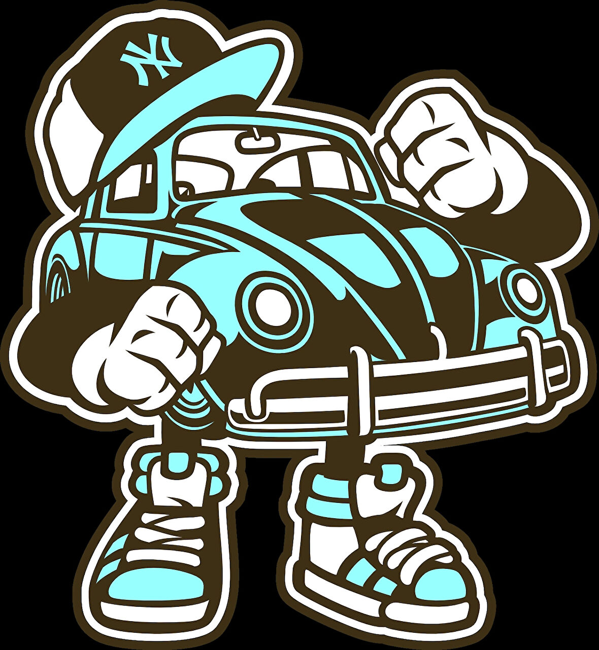 Havalı Araba Sticker 10x10 cmRenkli Sticker