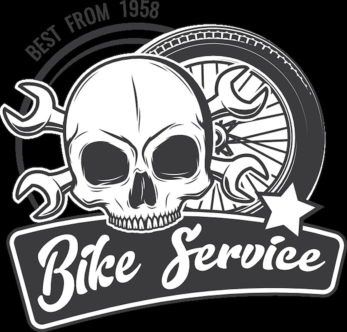 Bike Service Kurukafa Sticker 10x10 cmRenkli Sticker