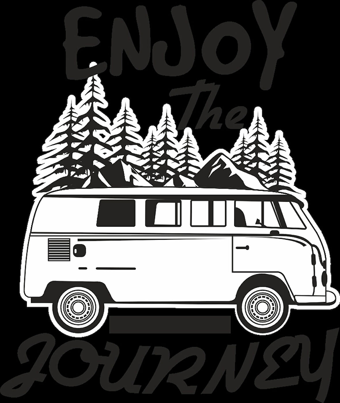 Dağ ve Karavan Sticker 10x10 cmRenkli Sticker