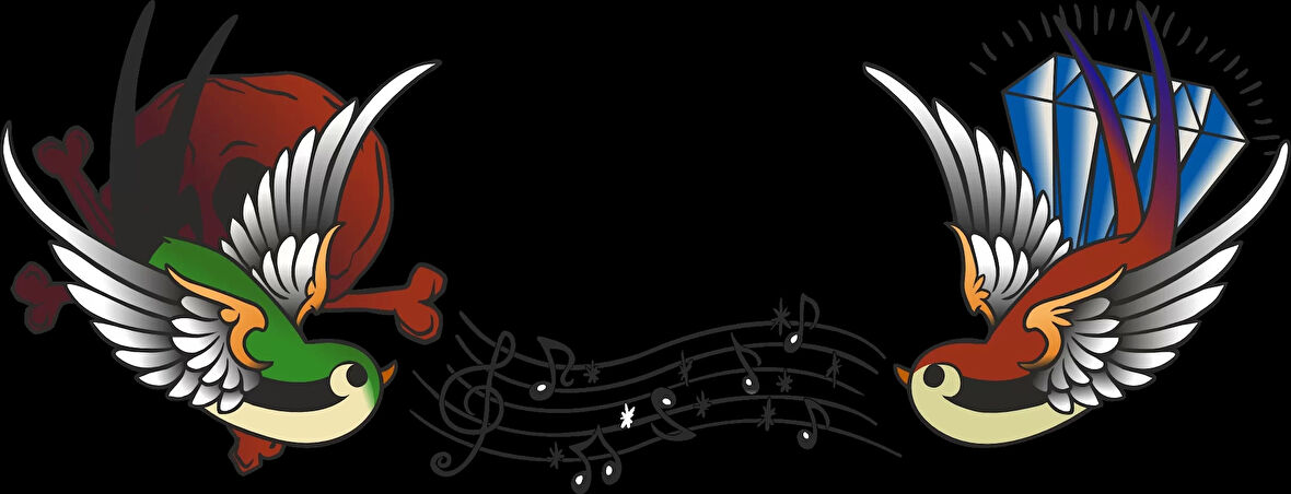 Notalar ve Kuşlar Sticker 10x10 cmRenkli Sticker