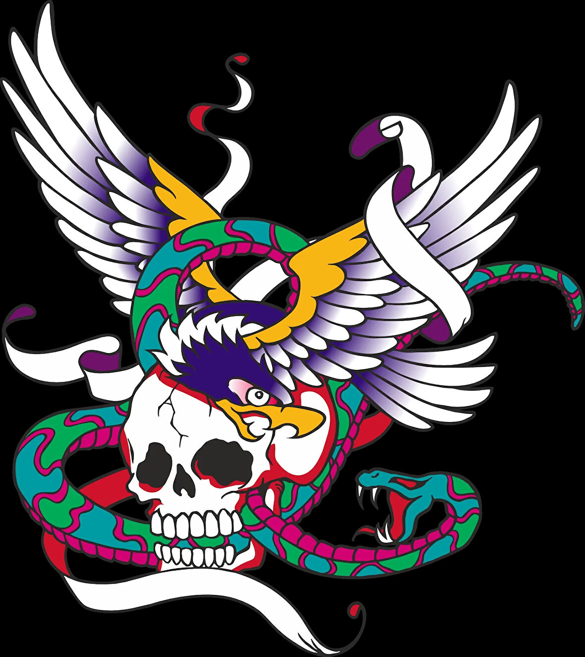 Kartal ve Kurukafa Sticker 10x10 cmRenkli Sticker