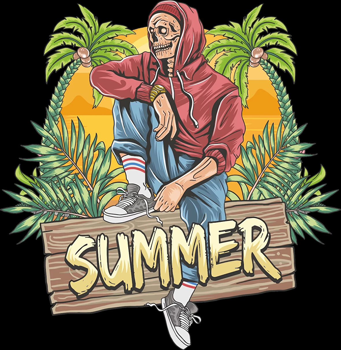 Kurukafa Yaz Sticker 10x10 cmRenkli Sticker