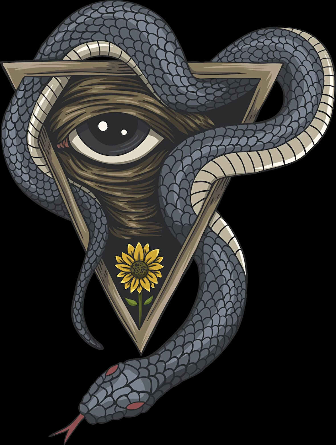 Üçgen İçinde Dolaşan Yılan Sticker 10x10 cmRenkli Sticker