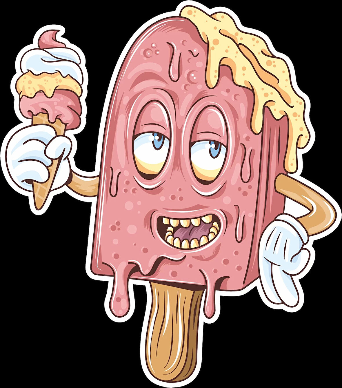 Eriyen Dondurma Sticker 10x10 cmRenkli Sticker