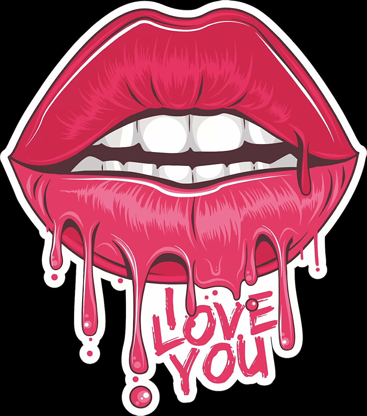 I Love You Dudak Sticker 10x10 cmRenkli Sticker