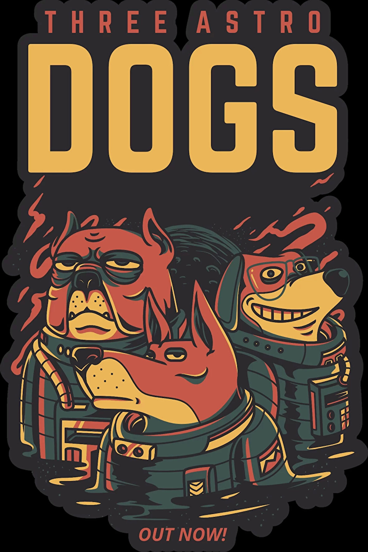 The Astro Dogs Sticker 10x10 cmRenkli Sticker