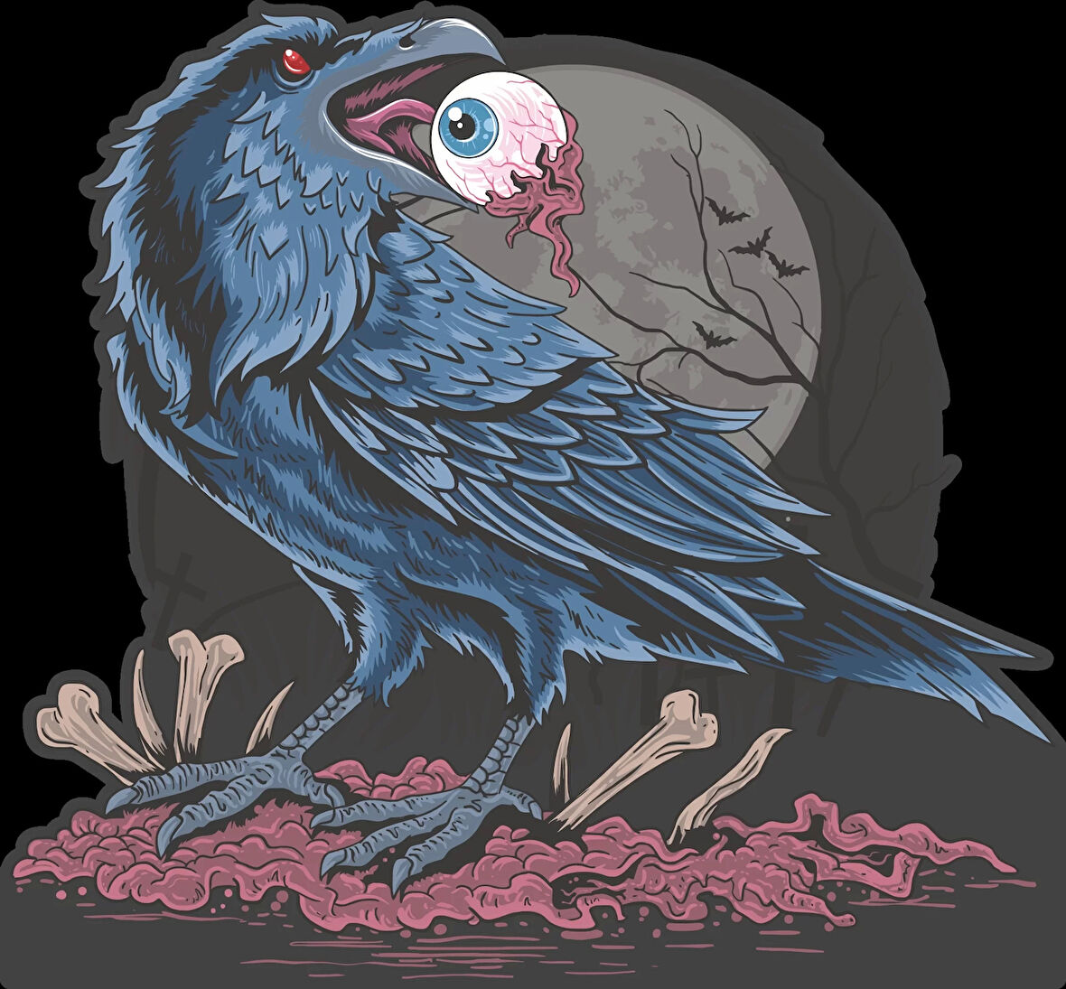 Karga ve Orman Sticker 10x10 cmRenkli Sticker