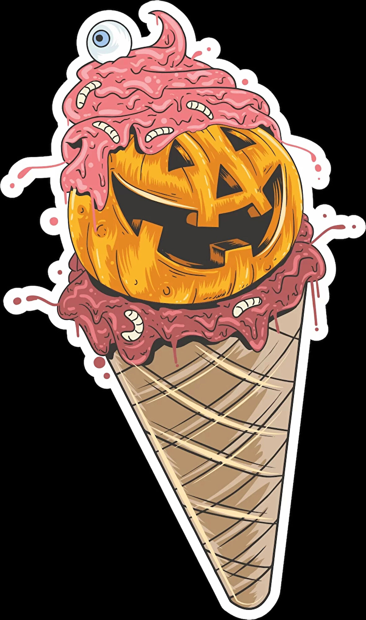 Dondurma ve Balkabağı Sticker 10x10 cmRenkli Sticker