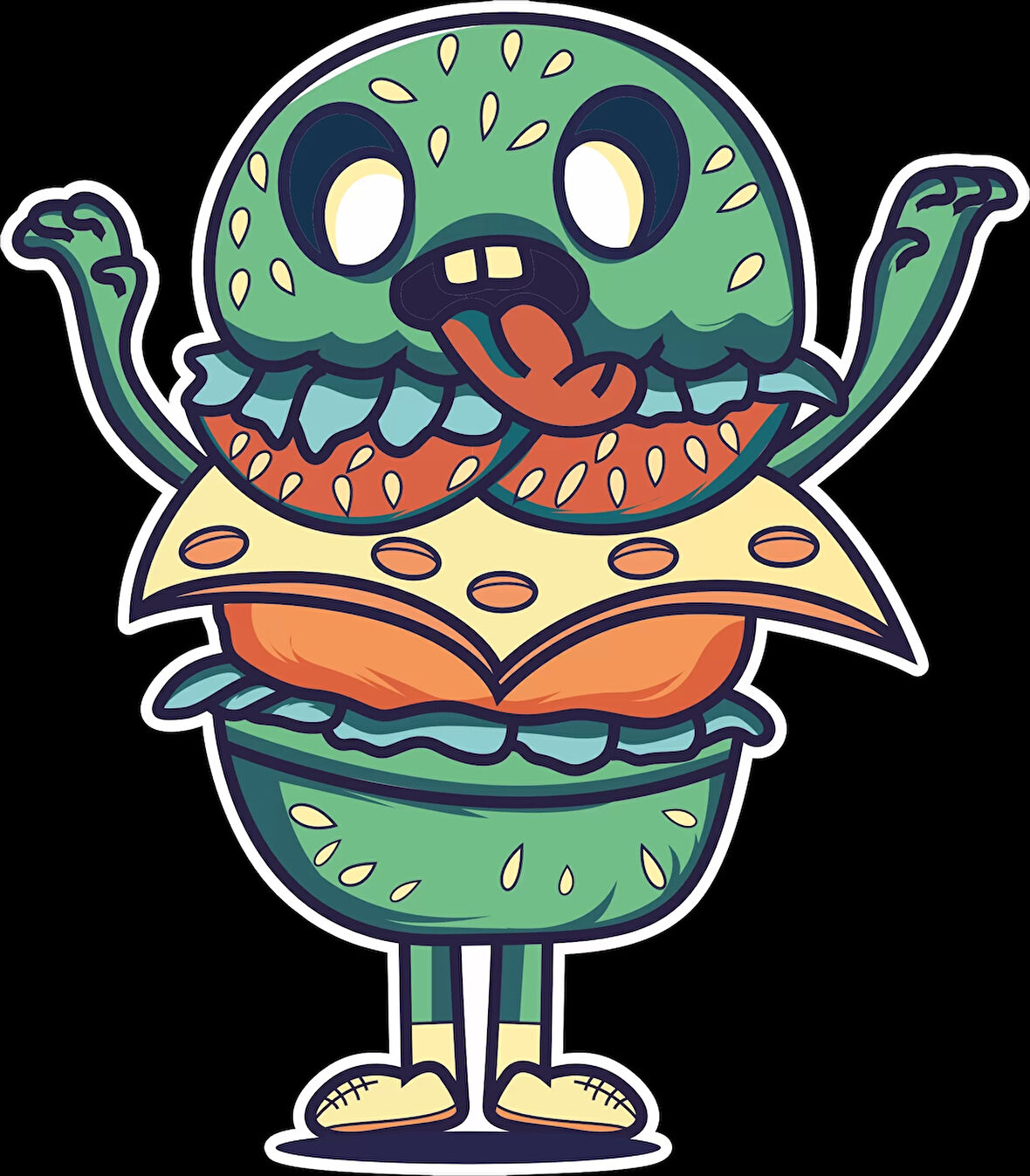 Yeşil Hamburger Sticker 10x10 cmRenkli Sticker