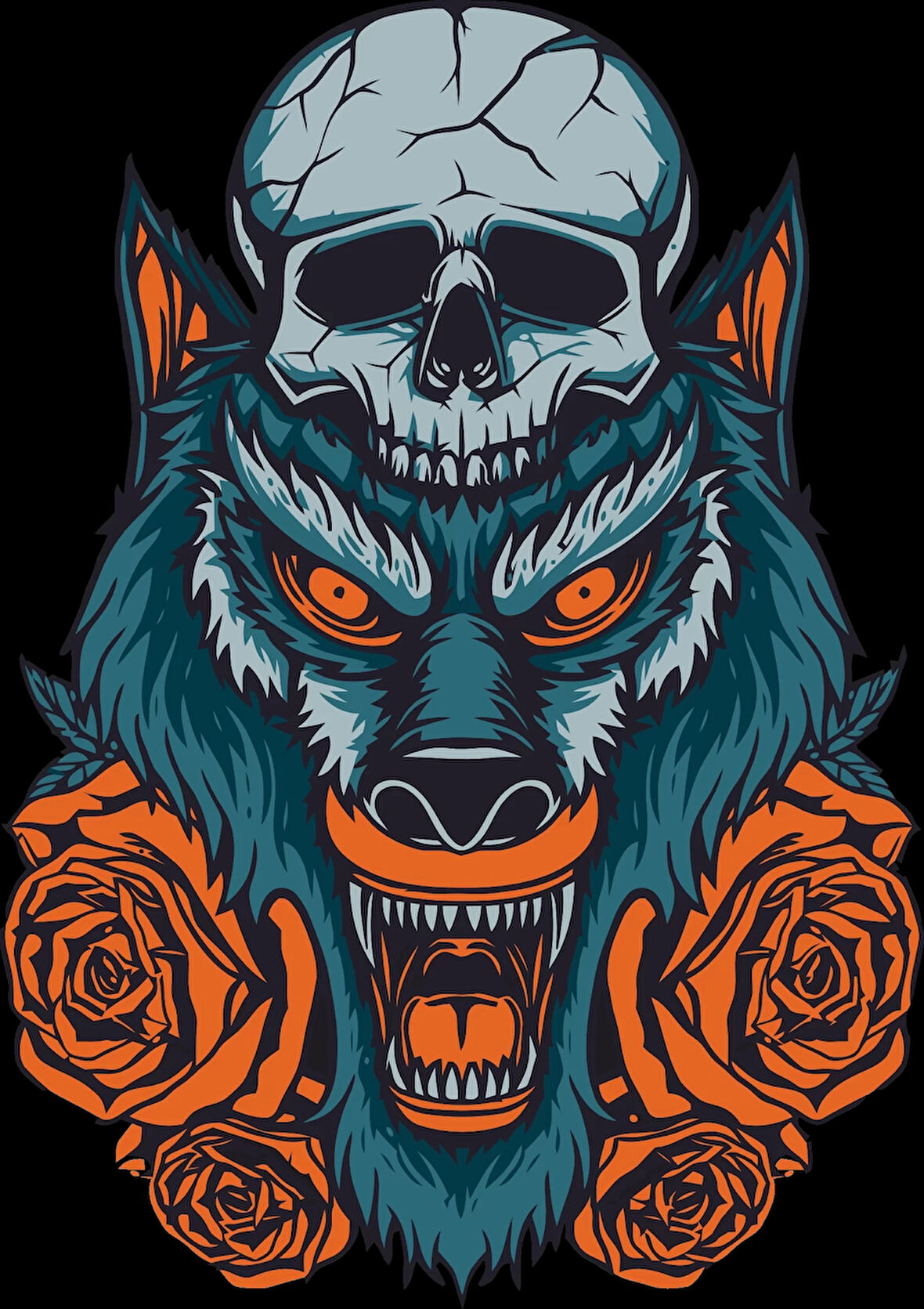 Kurt ve Kurukafa Sticker 10x10 cmRenkli Sticker